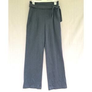 Ci Sona Paper Bag Thick Stripe Dress Pants Side Zip Career Office Size S